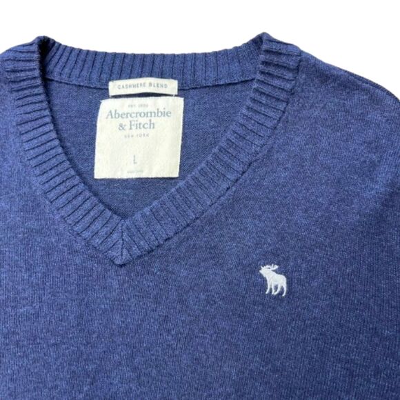 Abercrombie & Fitch Men's Cashmere Blend V-Neck Long Sleeve Size L - Picture 3 of 4